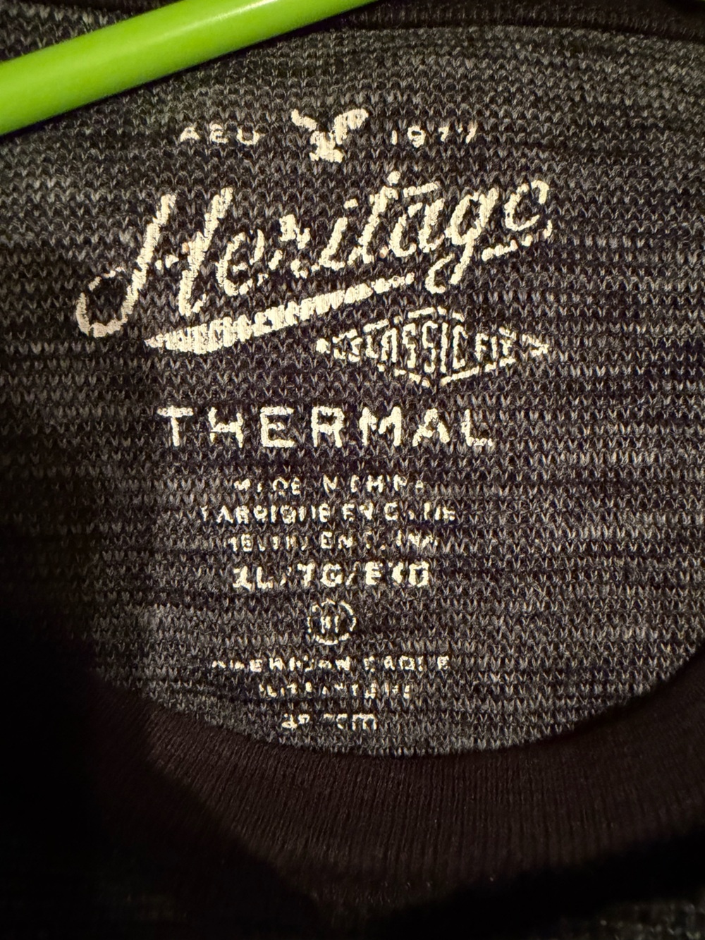 American Eagle Heritage Men’s XL Gray Striped Thermal Long Sleeve